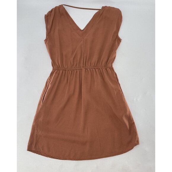 Universal Thread 100% Lyocell Rust Dress Sz Small Pockets Boho Preppy - Picture 2 of 9